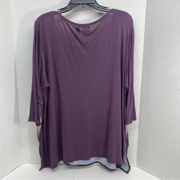 Chicos Zenergy Silky Purple White Abstract Print Size 3=Large 3/4Sleeve Pullover - Picture 2 of 9